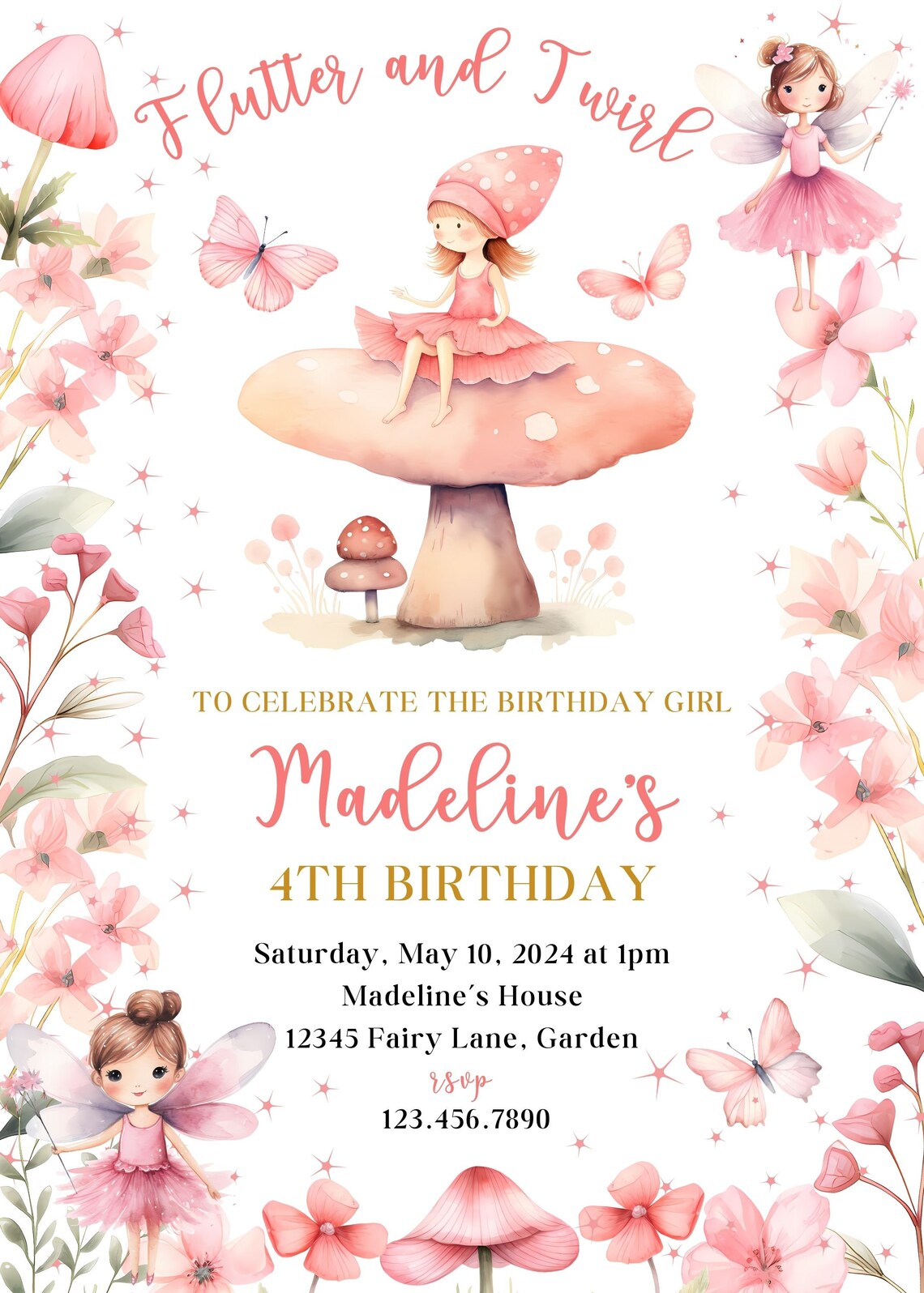 Editable Fairy Birthday Invitation Templatefairy Birthday Invite