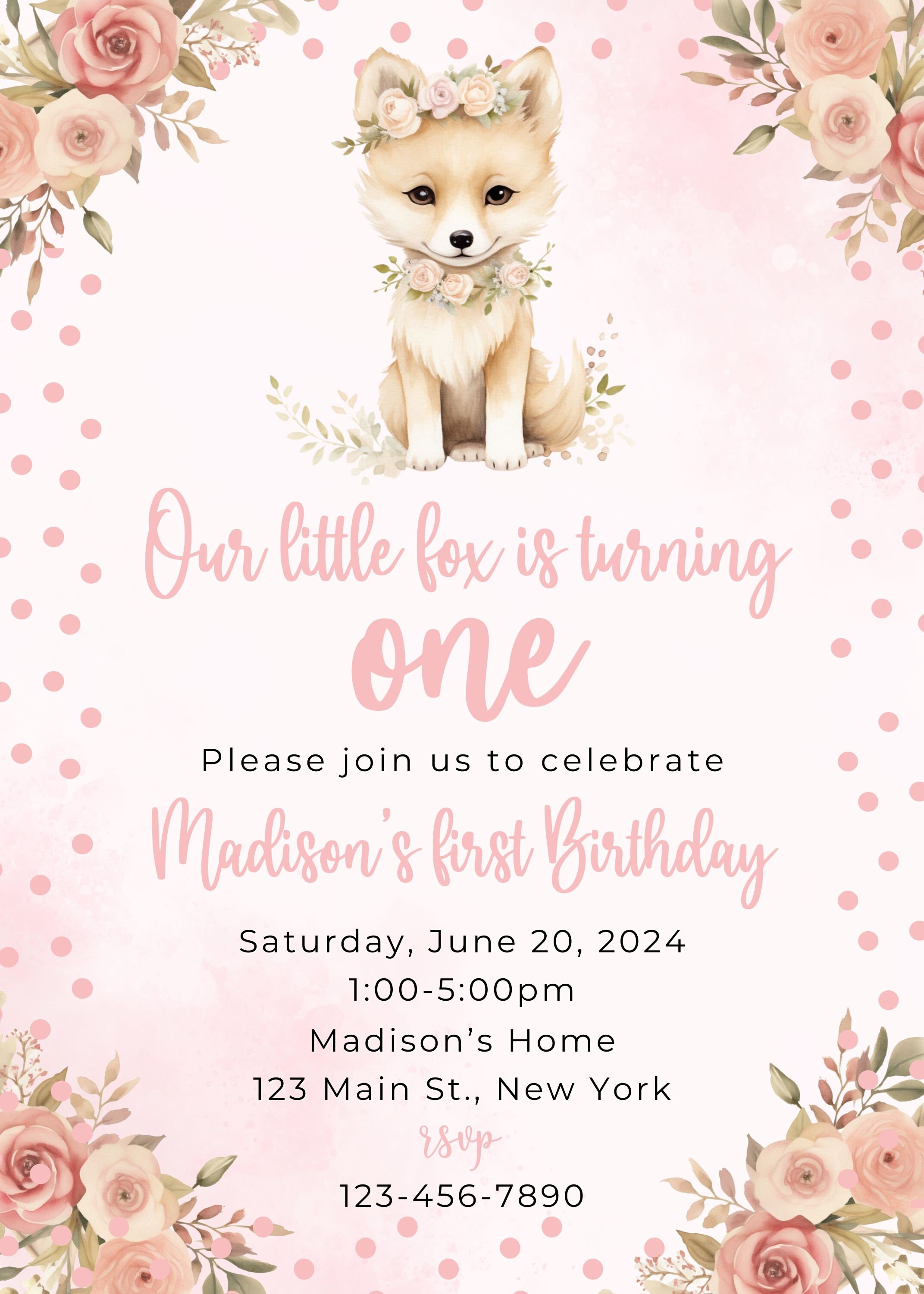 Editable Fox Birthday Invitation Template-our Little Fox Birthday ...