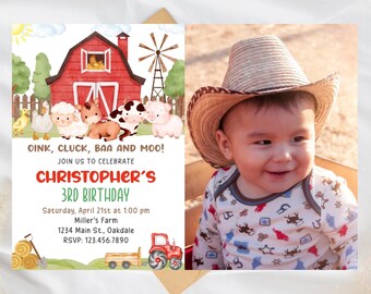 Farm Birthday party Invitation template-farm theme invite-instant download