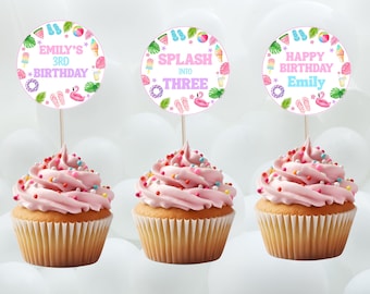 Pool party birthday cupcake topper-instant download