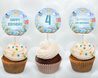 Under the sea cupcake topper printable-instant download