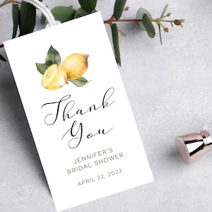 Lemon bridal shower favor tags-lemon favor tag template-citrus thank you tag-instant download