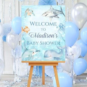Welcome Sign | Editable Under the Sea Baby Shower Sign | Sea Creatures Welcome Poster Template | Nautical Theme Baby Shower Decor