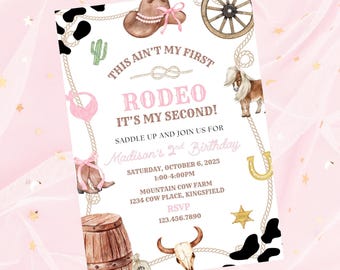 Invitación de cumpleaños con temática de rodeo (editable) - fiesta de rodeo - fiesta temática de vaquera - descarga instantánea