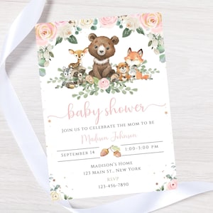 Waldtiere Baby-Dusche-Einladung Waldtier-Baby-Dusche-Einladung-Sofortdownload