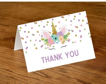 Unicorn Thank you card-Unicorn thank you-birthday card-Instant Download