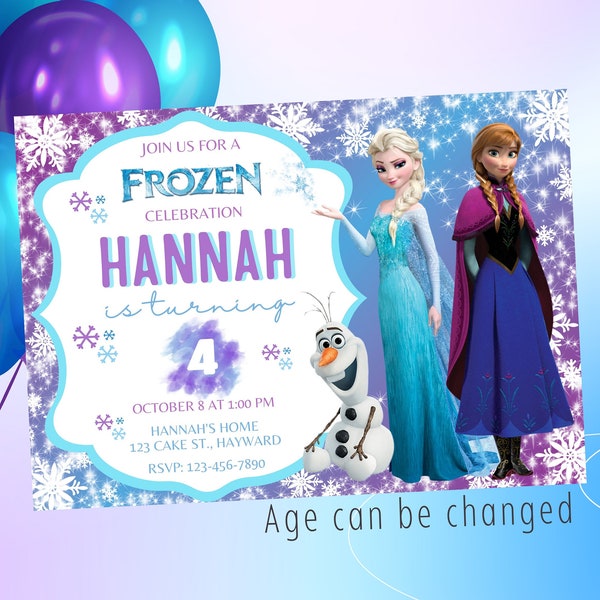 Frozen birthday invitation-frozen birthday invite-girl birthday invitation-frozen party invitation-frozen editable birthday invitation