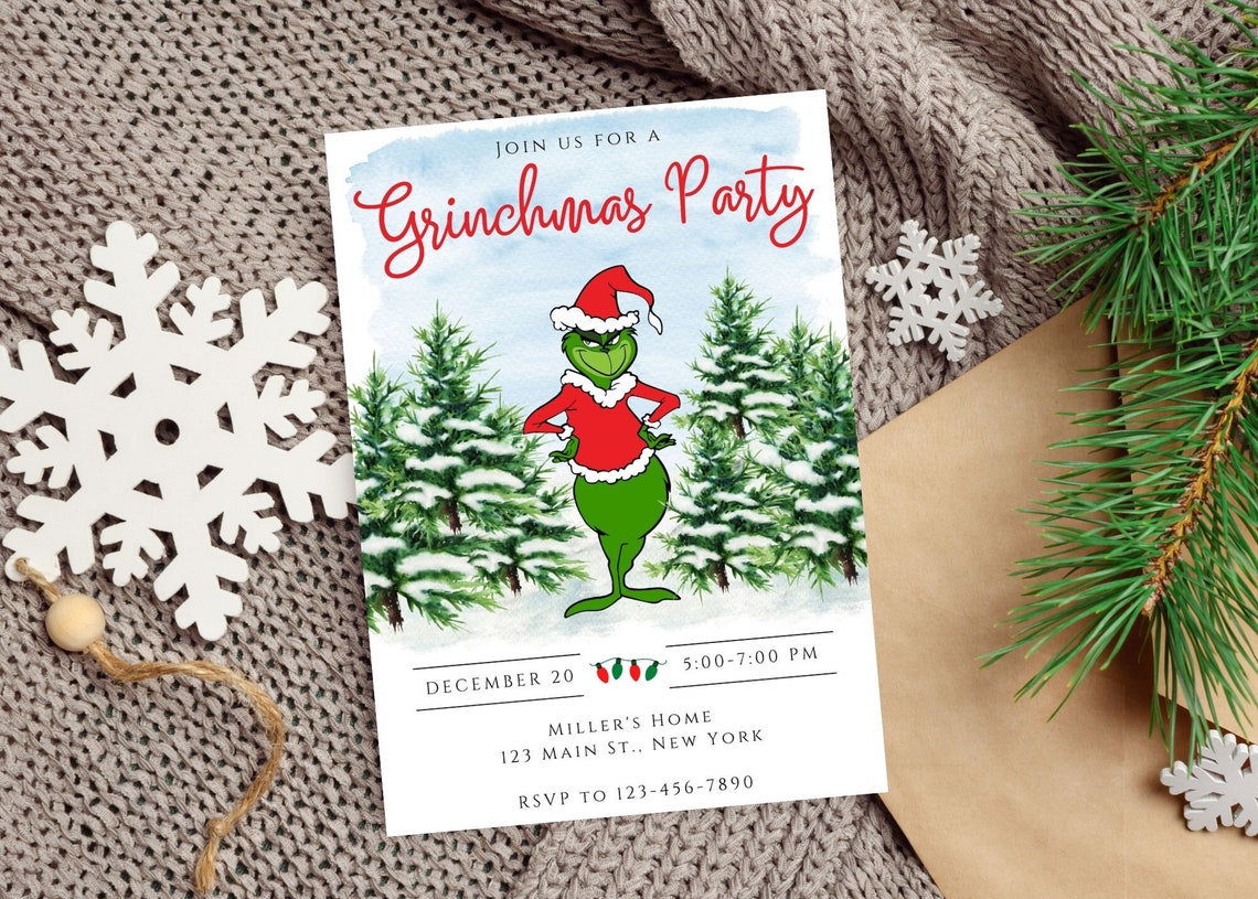 Grinch Invitation-grinch Party Invitation-grinch Christmas Invitation ...