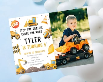 Construction birthday invitation template-construction party invite-instant download
