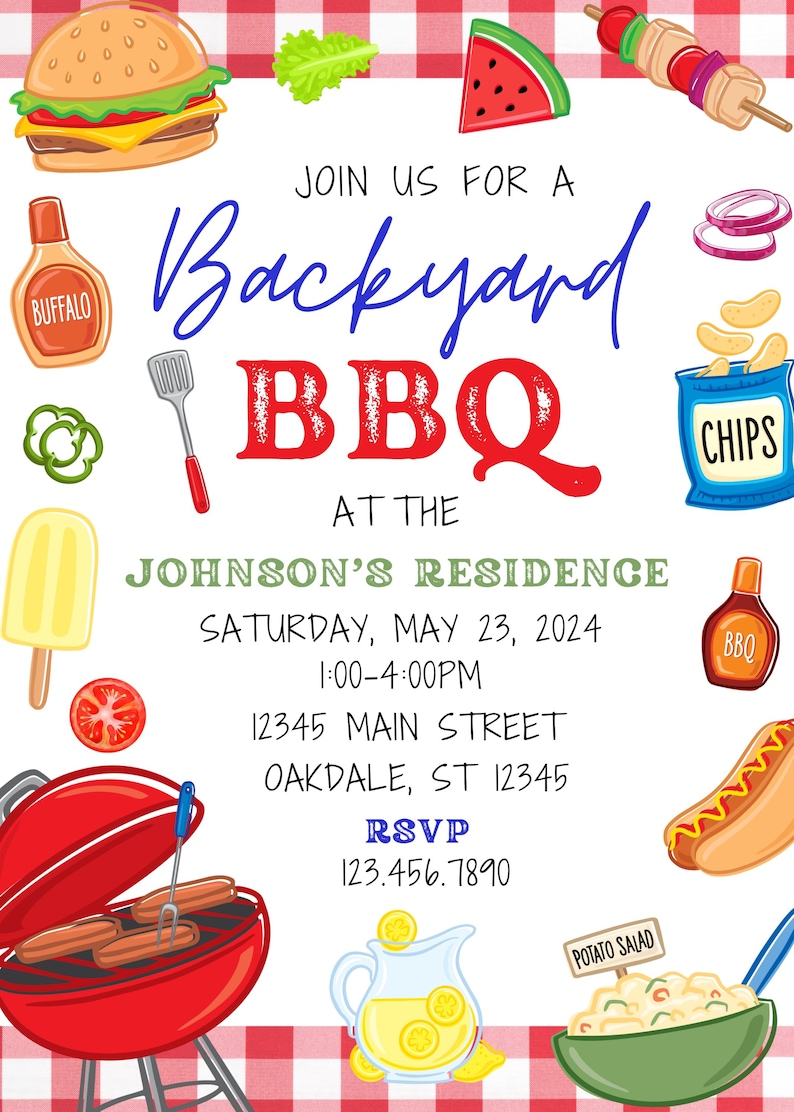 BBQ party invitation template-instant download image 2