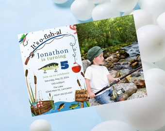 Editable fishing birthday invitation template-o-fish-ally fishing invite-fishing birthday-Instant Download