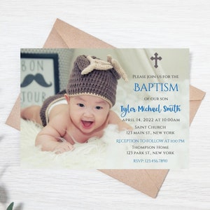 Editable Baptism photo invitation-baptism invite-christening invitation-instant download