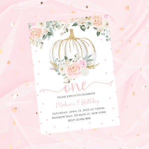 Editable Pumpkin first Birthday Invitation-pumpkin party invite-instant download