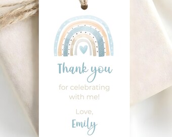Editable Rainbow thank you tags-instant download