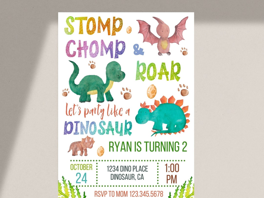 Dinosaur Invitation-dinosaur Birthday Invite-dinosaur Invitation ...