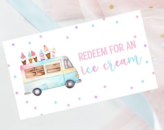 Editable ice cream party ticket-Ice cream truck party-instant download