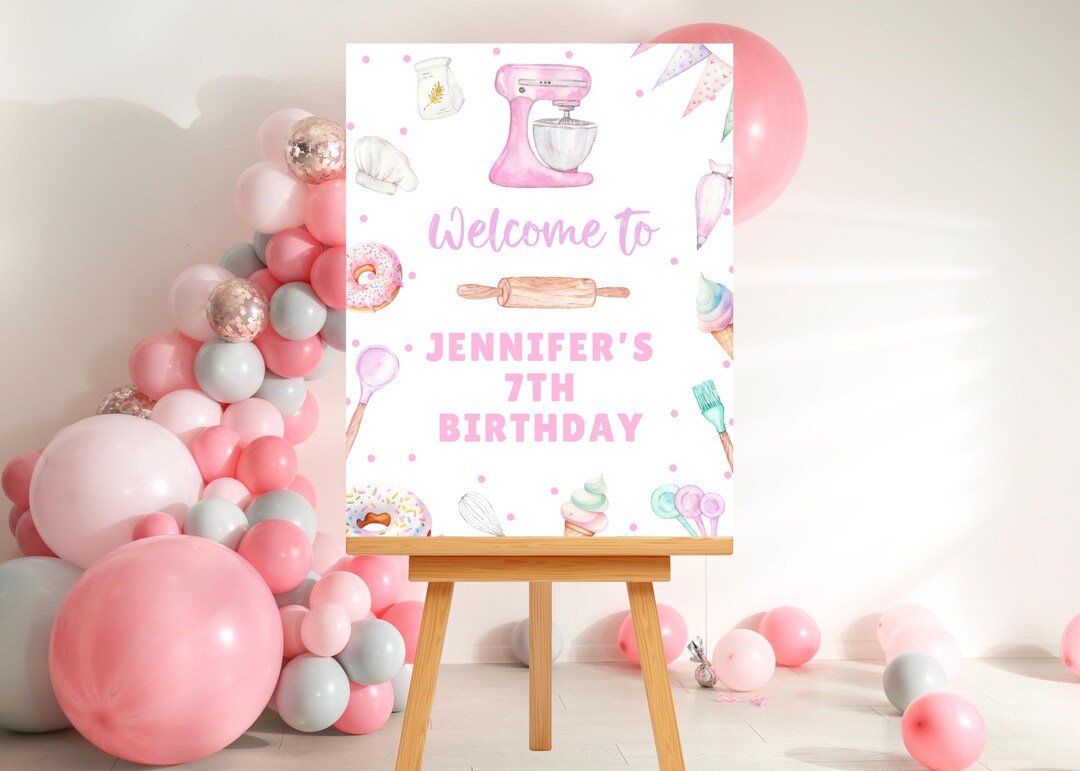 Editable Baking Birthday Welcome Sign-cooking Birthday Welcome Sign ...