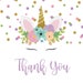 Thank You Card Template-unicorn Thank You Card-unicorn Birthday Thank ...