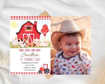 Farm Birthday party Invitation template-farm theme invite-instant download