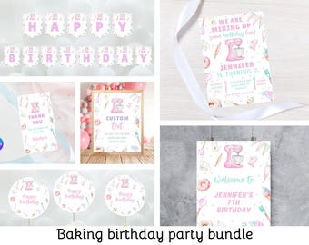 Editable baking birthday invitation-chef themed invitation-Instant download