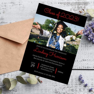 Graduation photo invitation template-graduation invite 2025-instant download