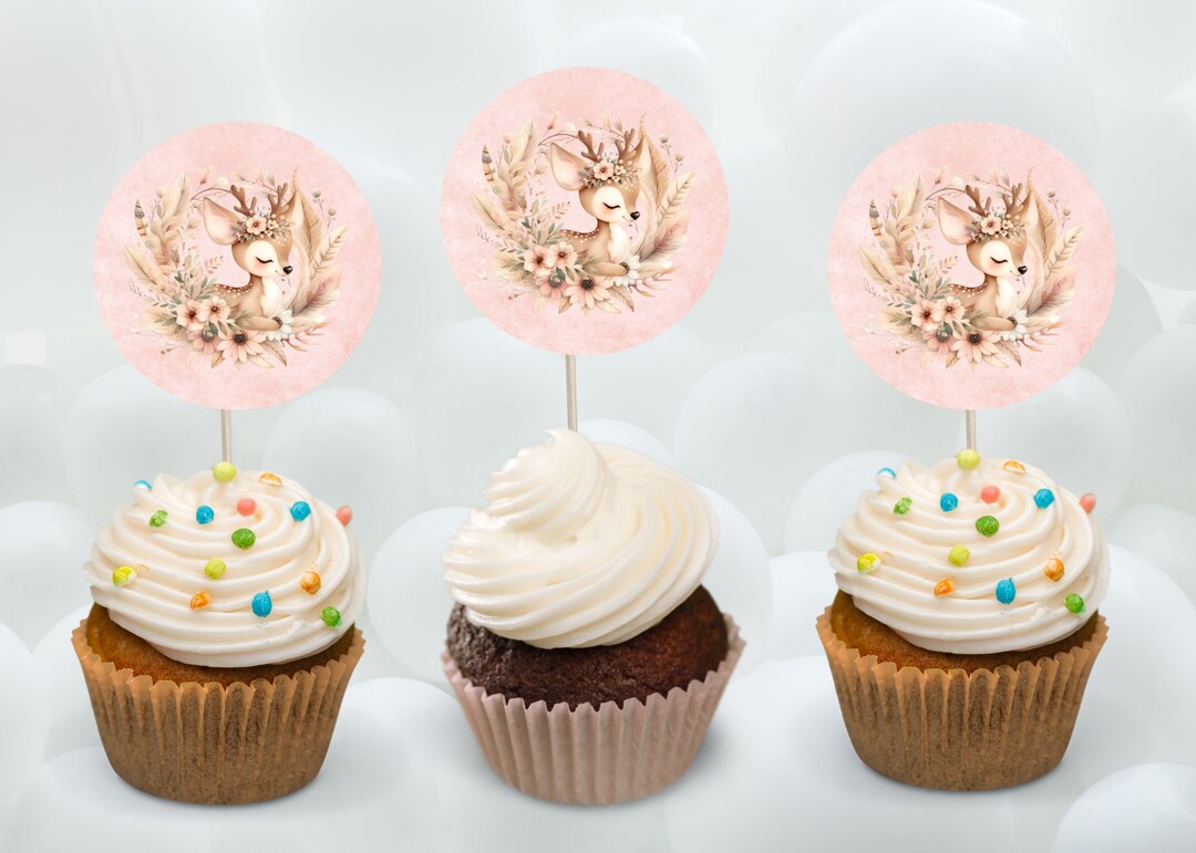 Oh Deer Cupcake Topper Printable-deer Cupcake Topper-woodlandtheme ...