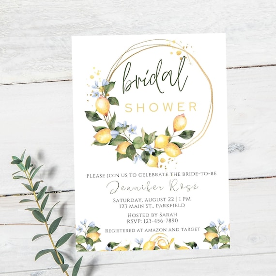 Lemon Bridal Shower invitation-bridal shower lemon invite-instant download