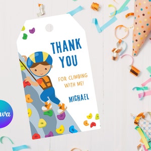 Editable rock climbing thank you tag-climbing thank you tags-birthday favor tags-instant download
