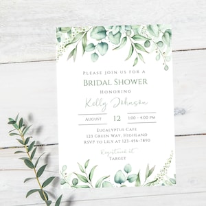 Editable greenery Bridal Shower invitation-bridal shower invite-instant download