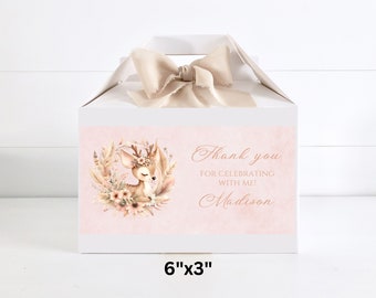 Editable Deer Birthday Party favor Box Label Printables oh deer Party gift box labels Templates Instant download-oh deer gable box