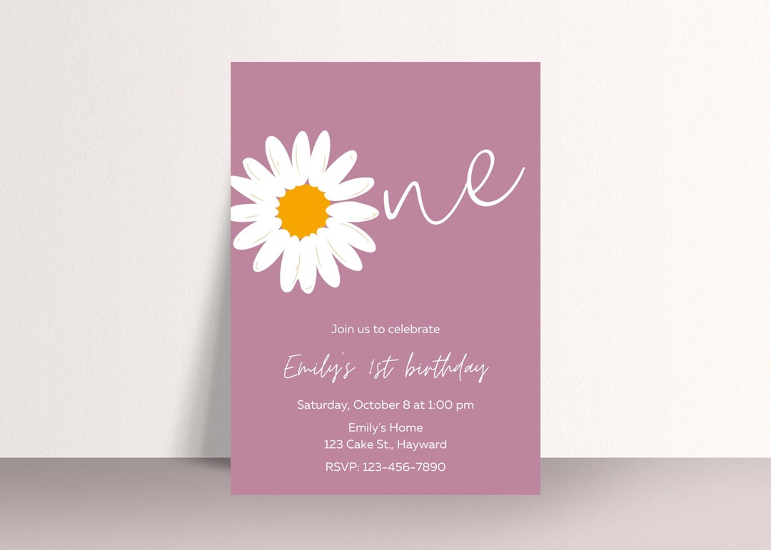 Daisy Birthday Invite Templatedaisy Invitationdaisy Birthday