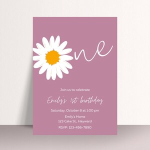 Daisy birthday invitation template-daisy first birthday invite-instant download