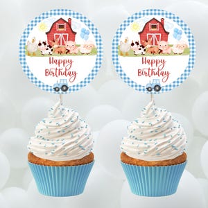 Farm animal cupcake topper-cake topper-farm party decor-instant download