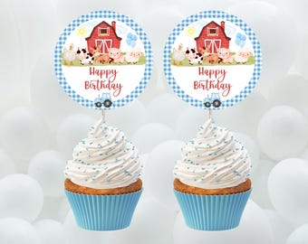 Farm animal cupcake topper-cake topper-farm party decor-instant download