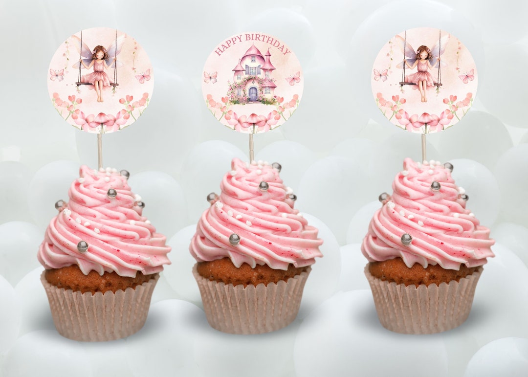 Fairy Cupcake Topper Printable-fairies Cake Topper-enchanted Garden ...