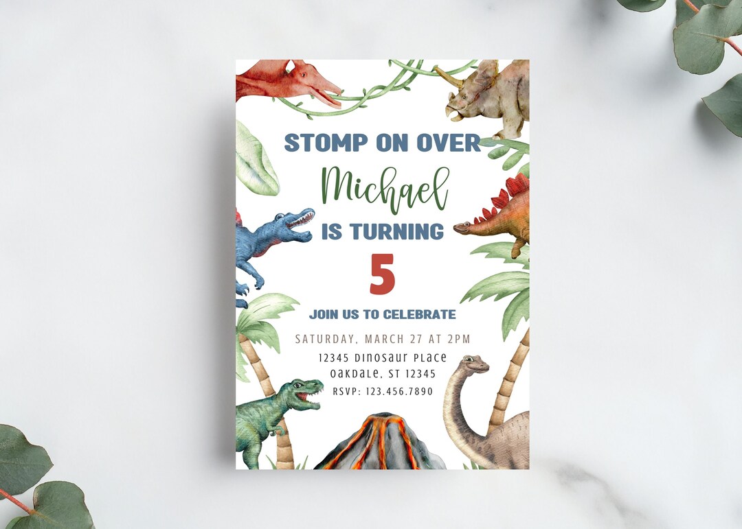 Dinosaur Invitation-dinosaur Birthday Invite-dinosaur Invitation ...