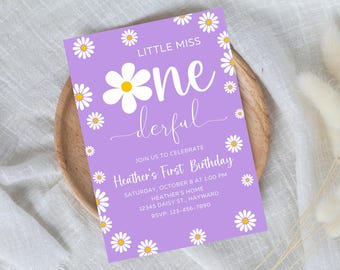 Daisy birthday invitation template-instant download