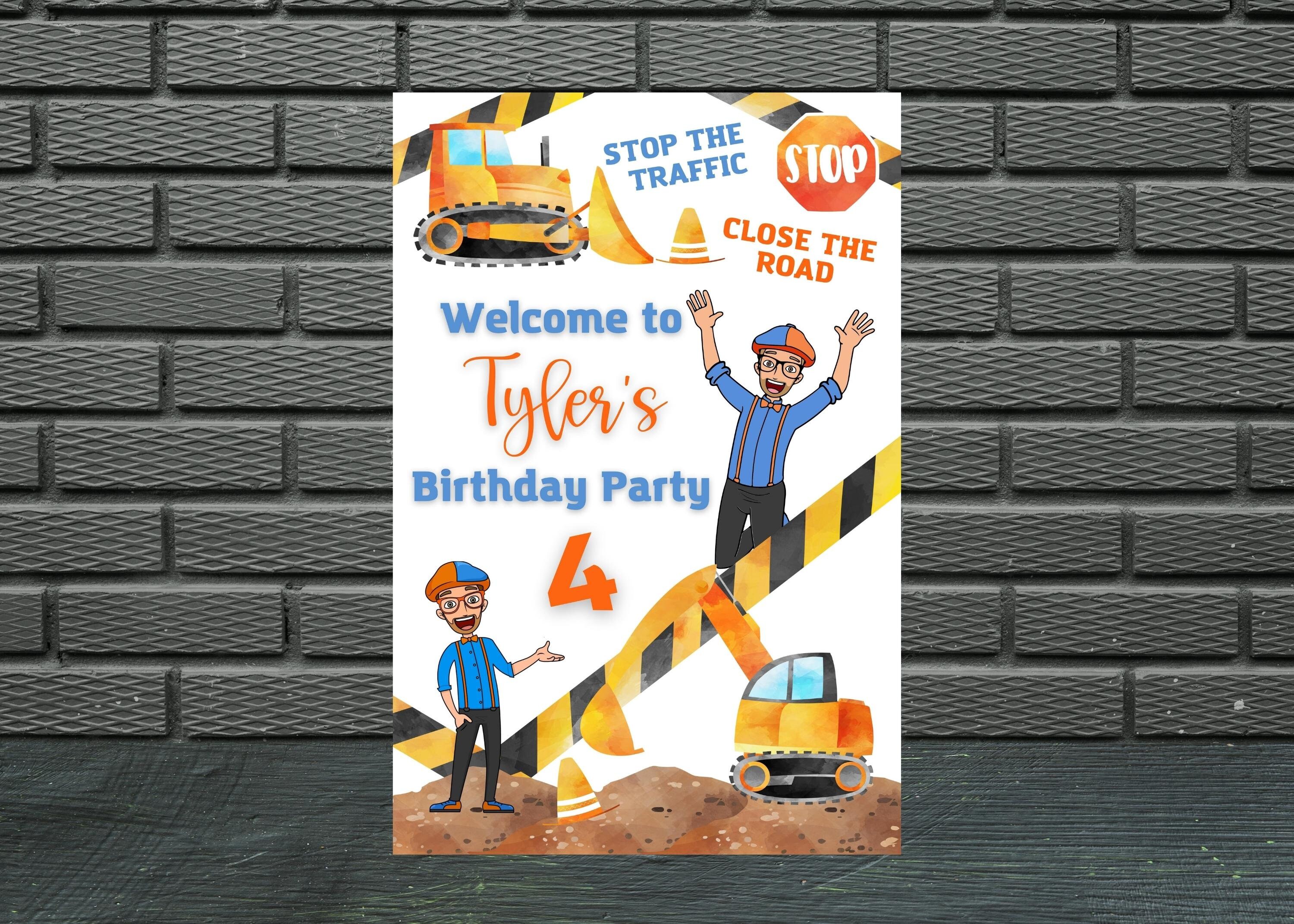 Invitations Blippi Construction birthday invitationdigital download