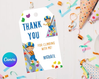 Editable rock climbing thank you tag-climbing thank you tags-birthday favor tags-instant download