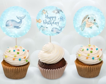 Under the sea cupcake topper printable-instant download