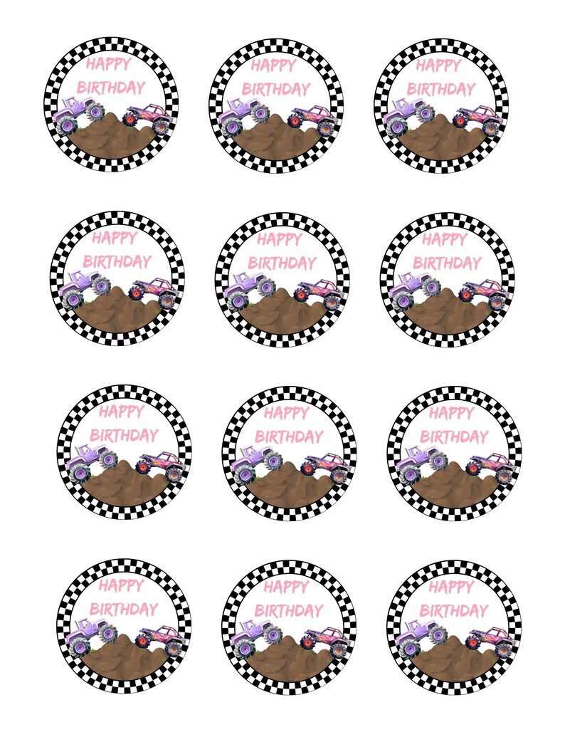 Monster Truck Cupcake Topper Printable-cake Topper Digital Cupcake ...