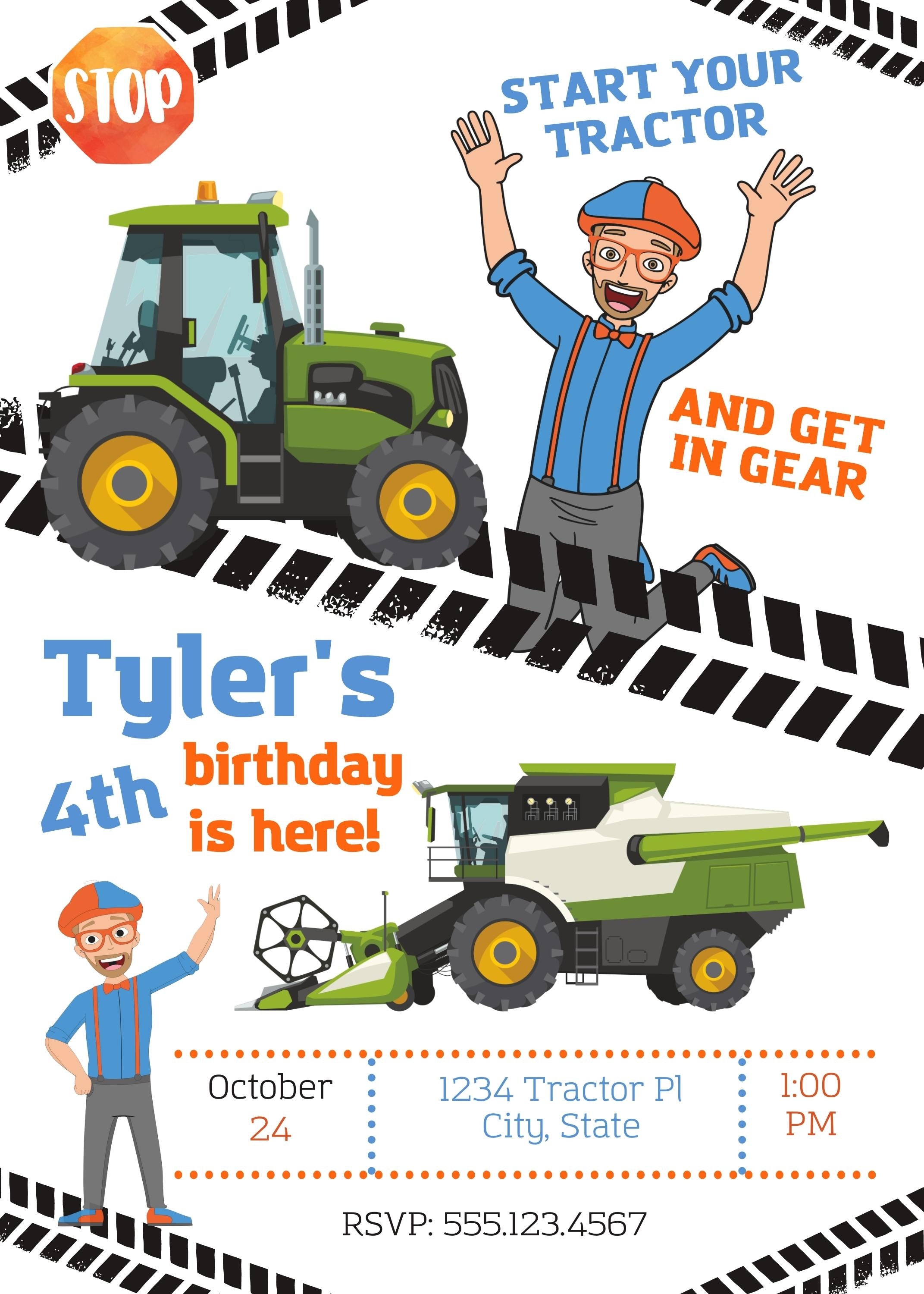 Invitations Blippi Construction birthday invitationdigital download