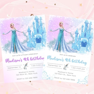 Frozen birthday invitation-frozen party invite-elsa party invitation-Elsa invite
