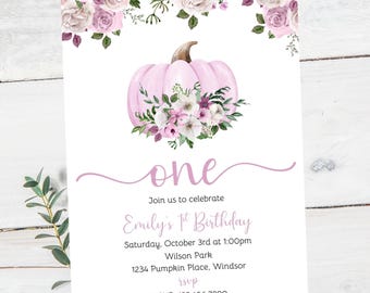 Editable Pumpkin first Birthday Invitation-instant download