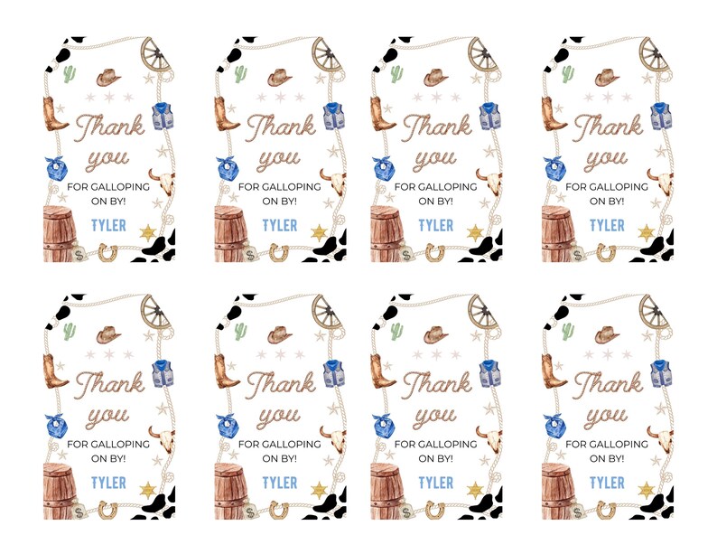 Editable Rodeo Birthday Thank You Tag-instant Download - Etsy