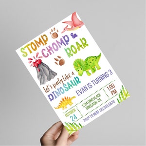 Dinosaur birthday invitation template-dinosaur party invite-instant download