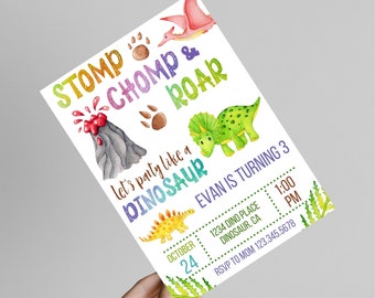 Sjabloon verjaardagsuitnodiging dinosaurus: direct downloaden