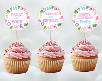 Pool party birthday cupcake topper-instant download
