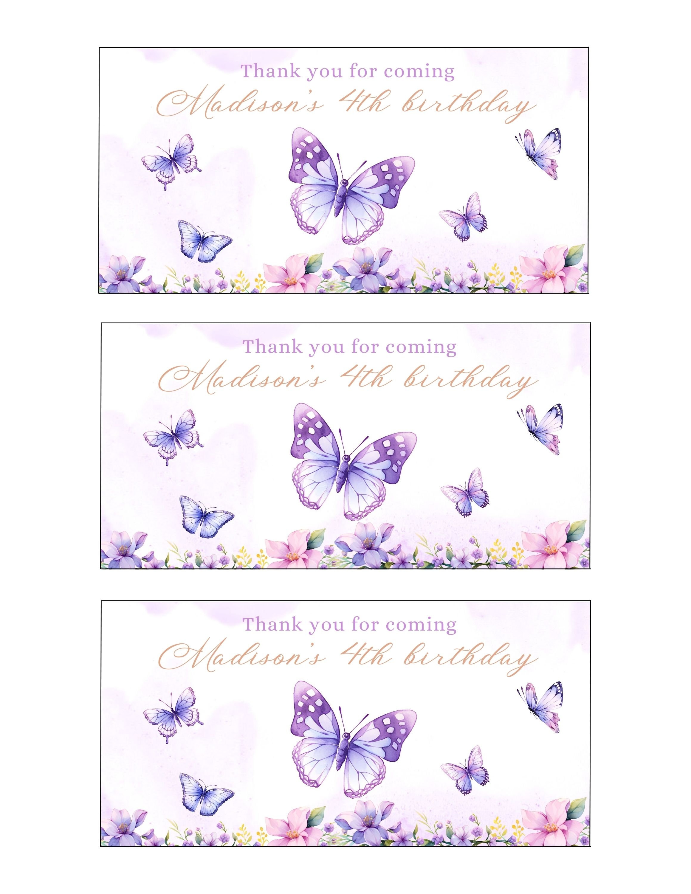 Editable Purple Butterfly Gable Box-butterfly Party Gift Box Labels ...