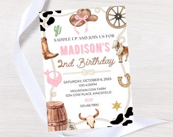 Editable Rodeo Birthday invitation-rodeo party-cowgirl party theme-instant download